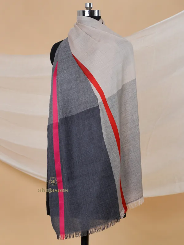 Stone Snow Wool Blend Stole in Greyscale Elegance