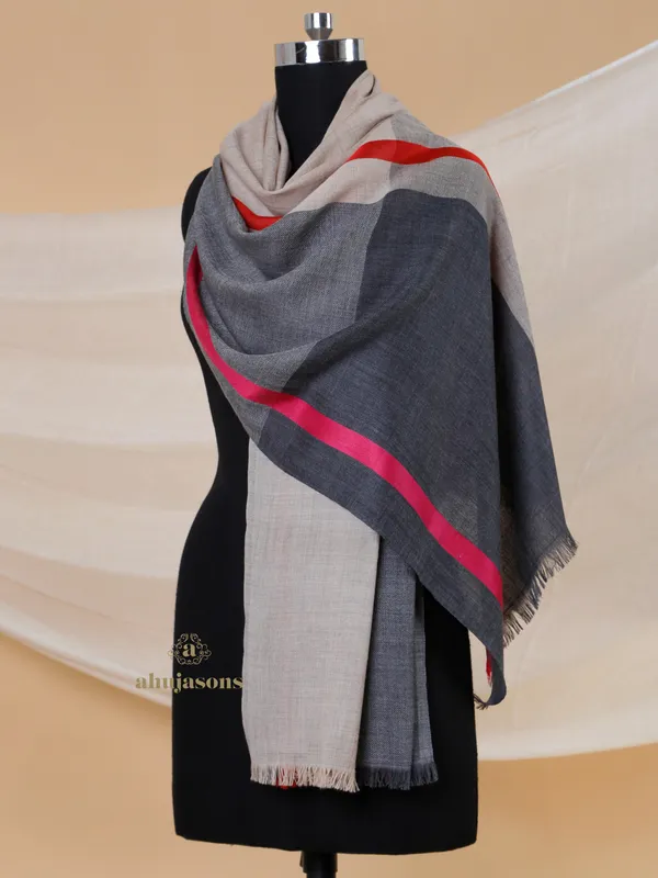 Stone Snow Wool Blend Stole in Greyscale Elegance