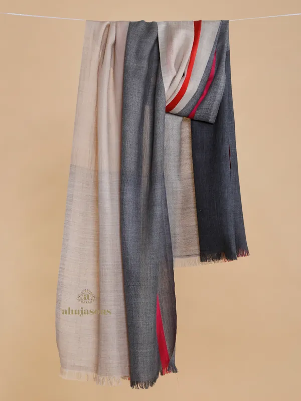 Stone Snow Wool Blend Stole in Greyscale Elegance