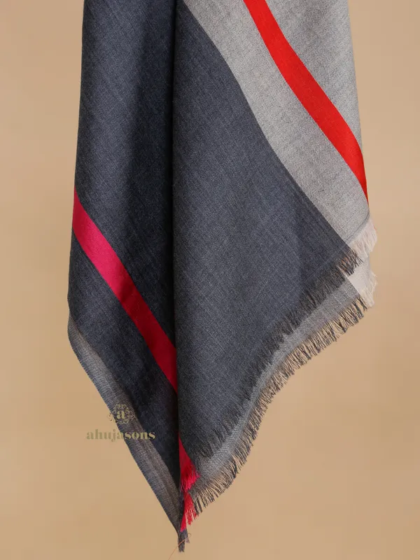 Stone Snow Wool Blend Stole in Greyscale Elegance