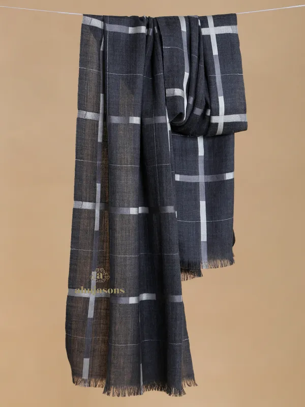 Twilight Drift Wool Blend Stole in Deep Charcoal