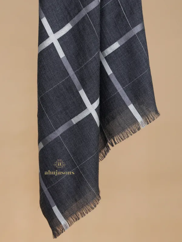 Twilight Drift Wool Blend Stole in Deep Charcoal