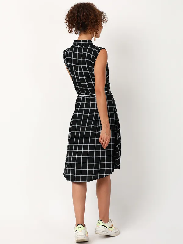 Women Half Sleeve Mid Frock (Black)