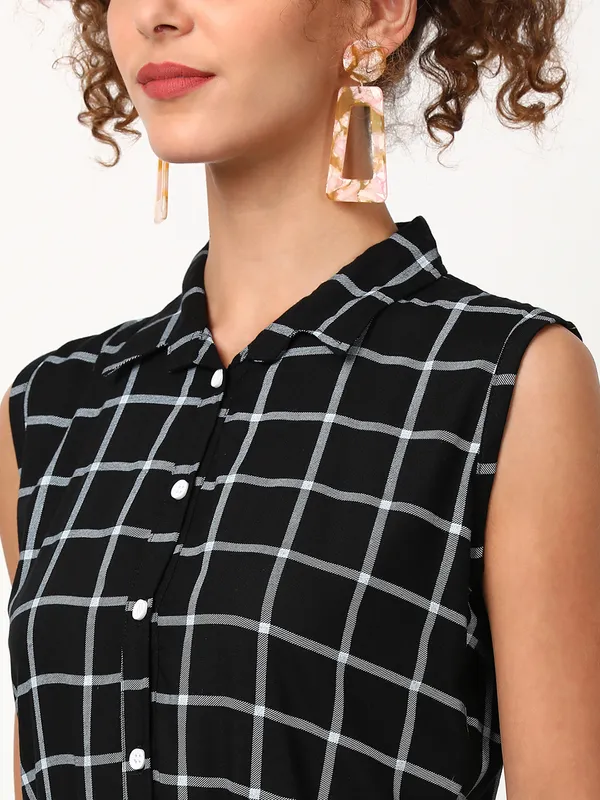 Women Half Sleeve Mid Frock (Black)