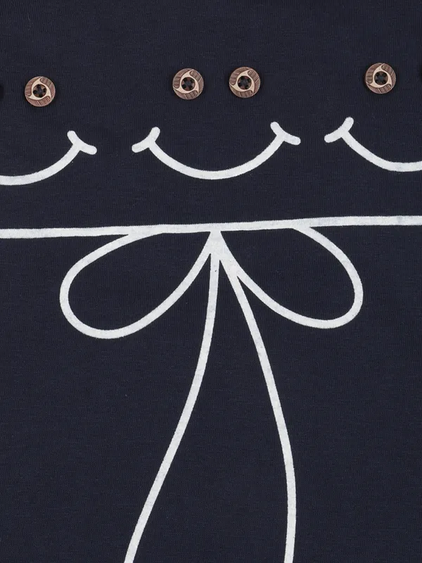 Kids Girls Hosiery Half Sleeves Plain Top (Navy Blue)