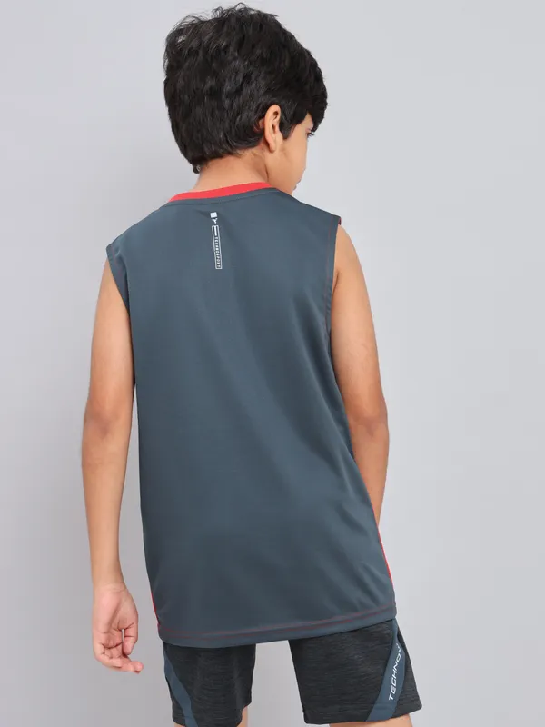 Technosport Boy's Active Red Running Tank Top
