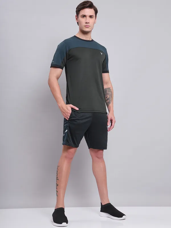 Technosport Men's Active Dark Carbon Running Shorts