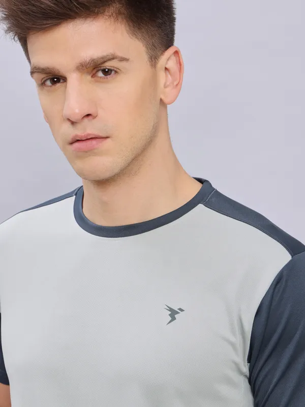 Technosport Men's Active Light Grey Running T-Shirt