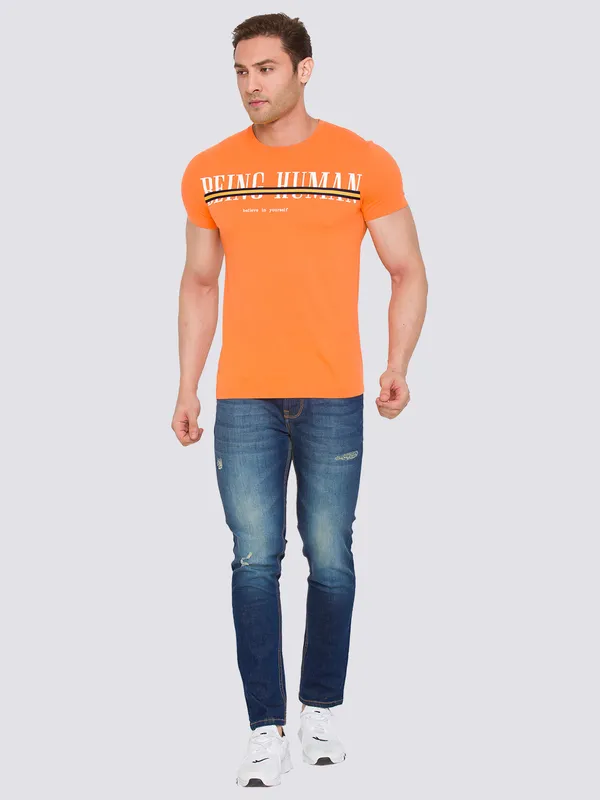 Being Human Men Slim Straight Fit Denim-Mid Tone