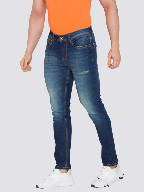 Being Human Men Slim Straight Fit Denim-Mid Tone