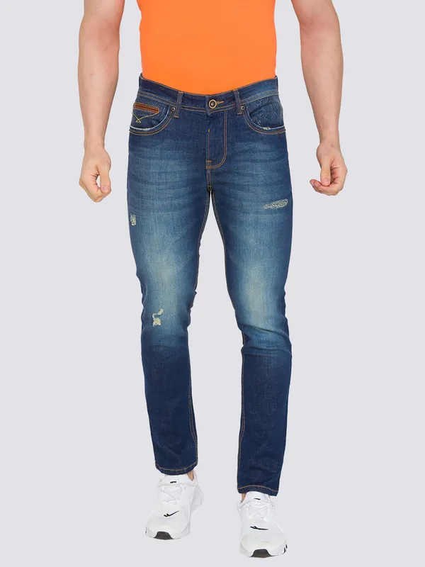 Being Human Men Slim Straight Fit Denim-Mid Tone