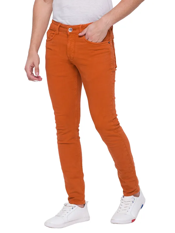 Being Human Men Cropped Fit Denim-Burnt Orange