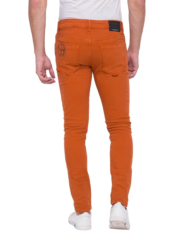 Being Human Men Cropped Fit Denim-Burnt Orange