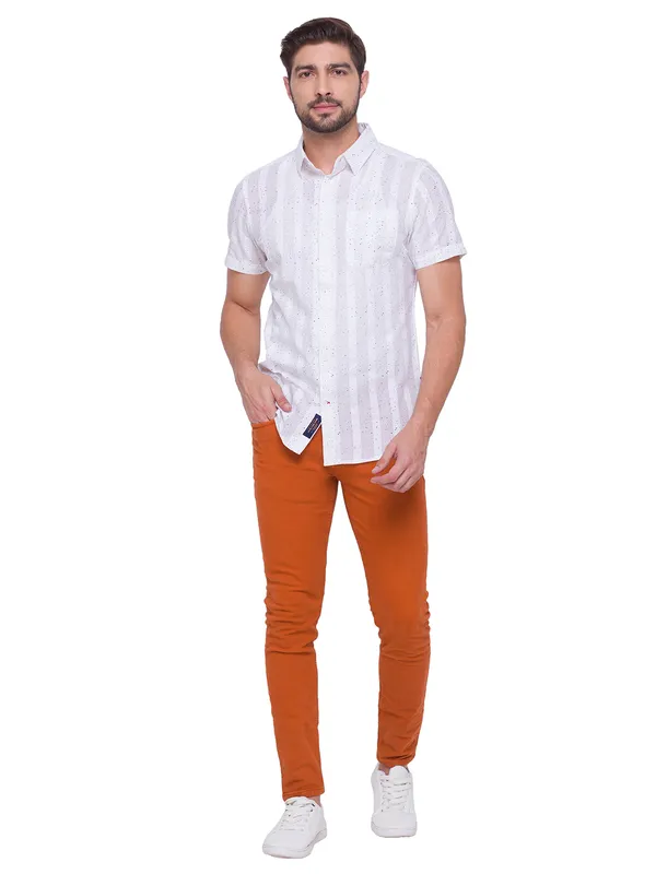 Being Human Men Cropped Fit Denim-Burnt Orange