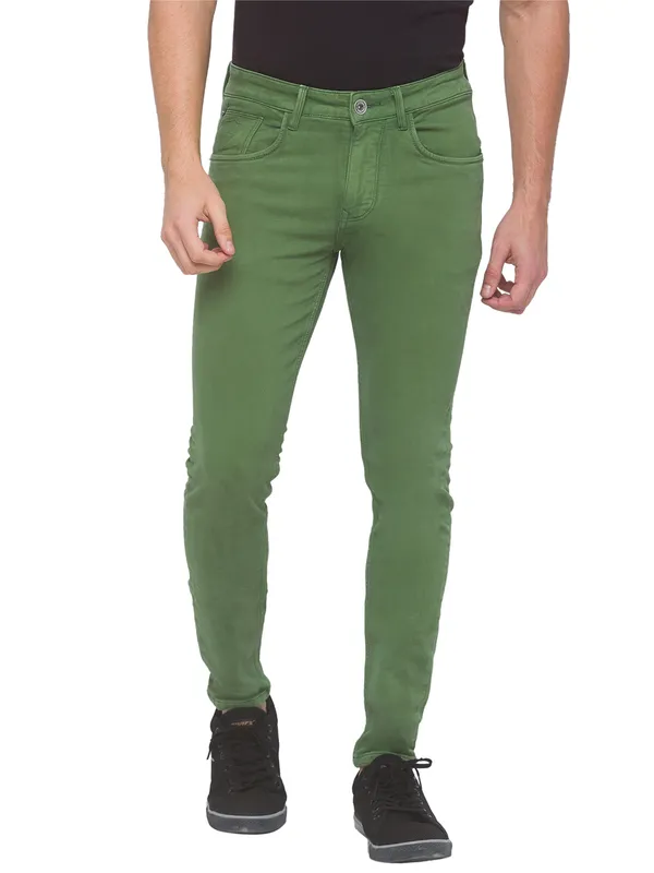 Being Human Men Cropped Fit Denim-Cactus Green