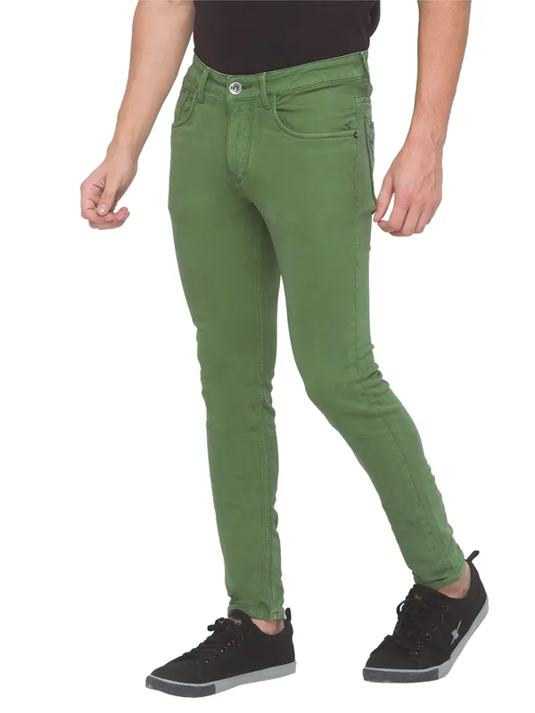 Being Human Men Cropped Fit Denim-Cactus Green
