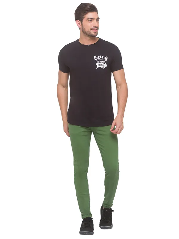 Being Human Men Cropped Fit Denim-Cactus Green