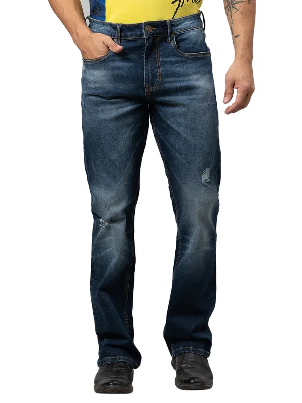 Being Human Men Boot Cut Fit Denim-Dark Tone