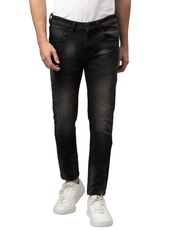 Being Human Clothing Men Cropped Fit Denim-Black Tone