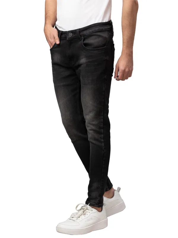 Being Human Clothing Men Cropped Fit Denim-Black Tone