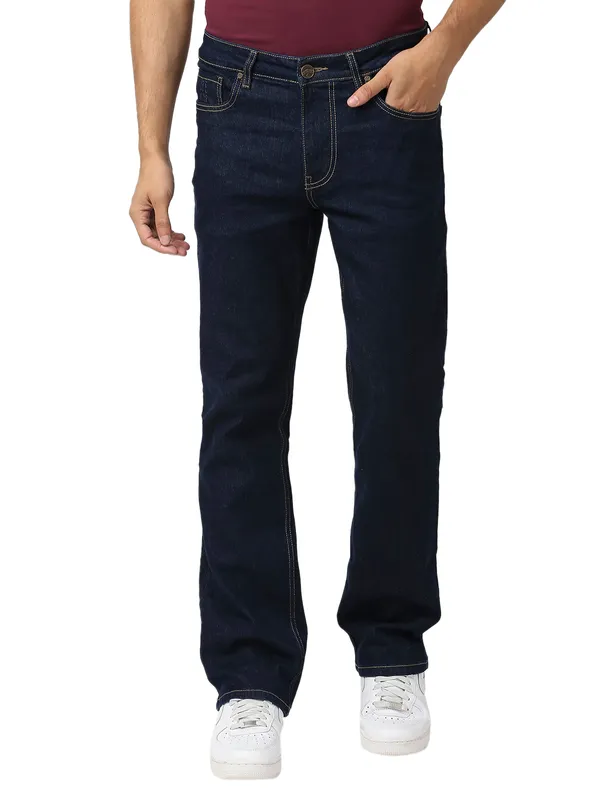 Being Human Men Boot Cut Fit Denim-Dark Tone