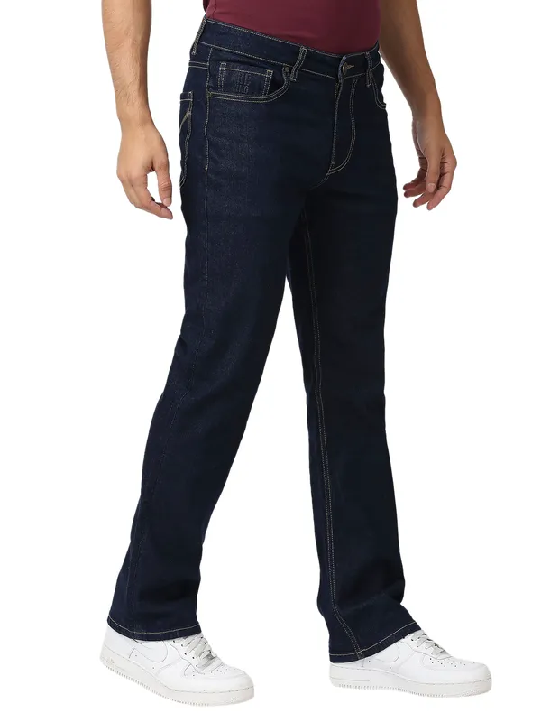 Being Human Men Boot Cut Fit Denim-Dark Tone