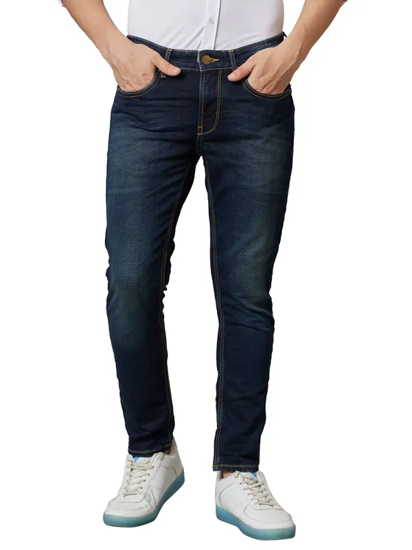 Being Human Men Cropped Fit Denim-Dark Tone