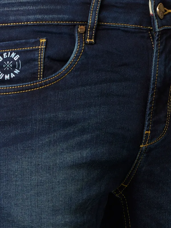 Being Human Men Cropped Fit Denim-Dark Tone