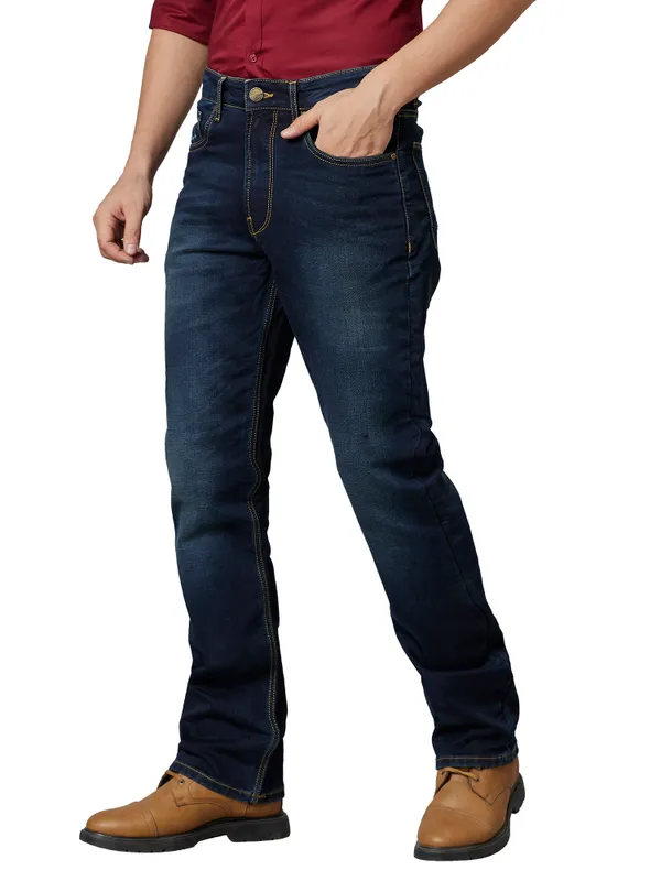 Being Human Men Boot Cut Fit Denim-Dark Tone