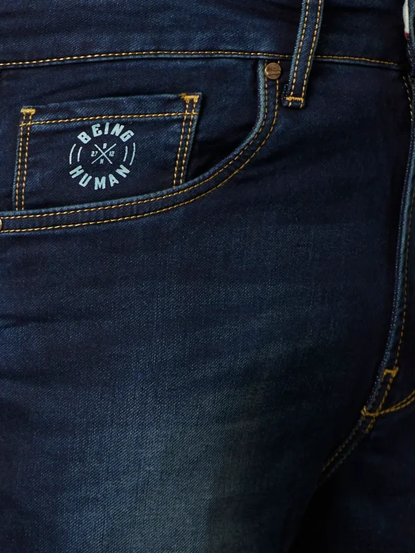 Being Human Men Boot Cut Fit Denim-Dark Tone