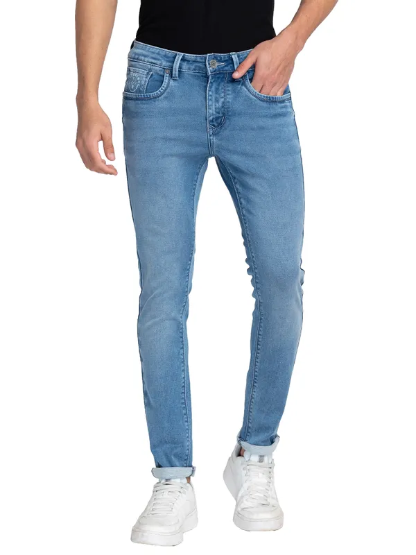 Being Human Clothing Men Skinny Fit Denim-Light Tone