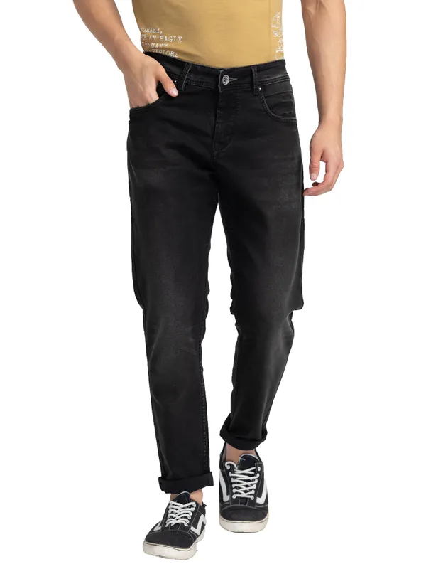 Being Human Men Cropped Fit Denim-Black Tone