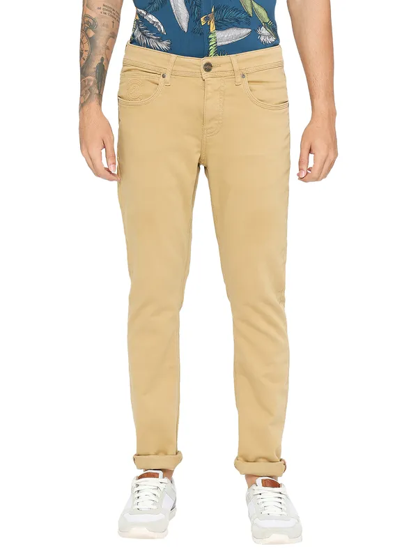 Being Human Clothing Men Slim Fit Denim-Camel