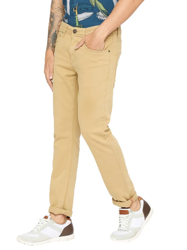 Being Human Clothing Men Slim Fit Denim-Camel