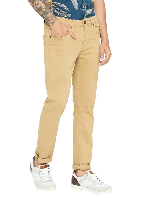 Being Human Clothing Men Slim Fit Denim-Camel