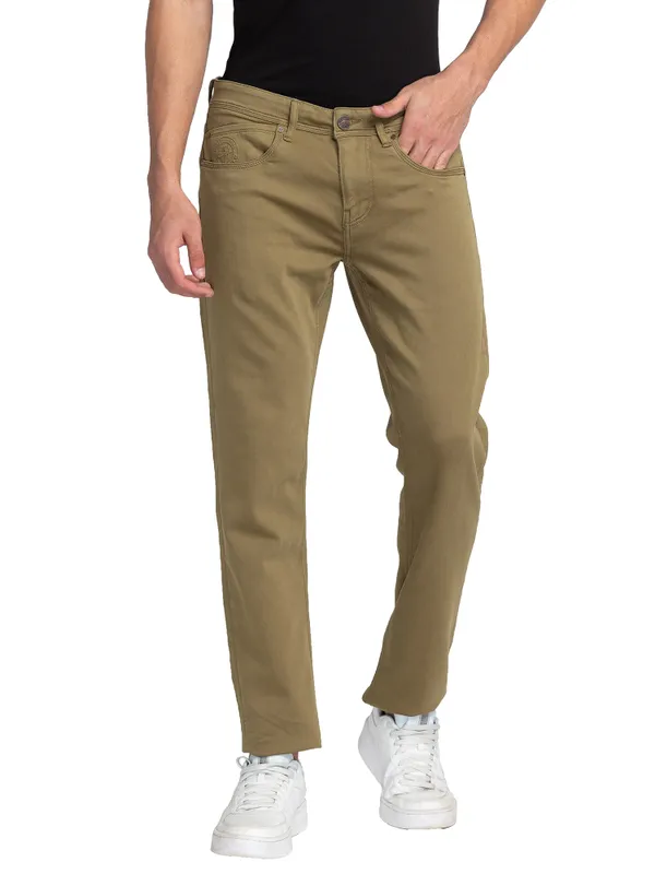 Being Human Clothing Men Slim Fit Denim-Olive
