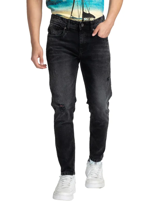 Being Human Clothing Men Cropped Fit Denim-Black Tone