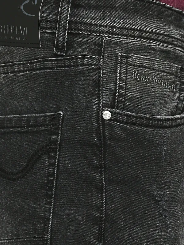 Being Human Men Boot Cut Fit Denim-Black Tone