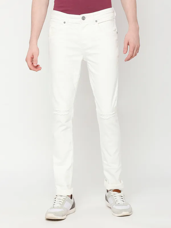 Being Human Clothing Men Skinny Fit Denim-White Tone