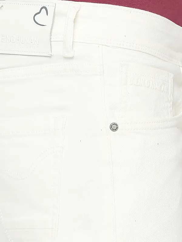 Being Human Clothing Men Skinny Fit Denim-White Tone