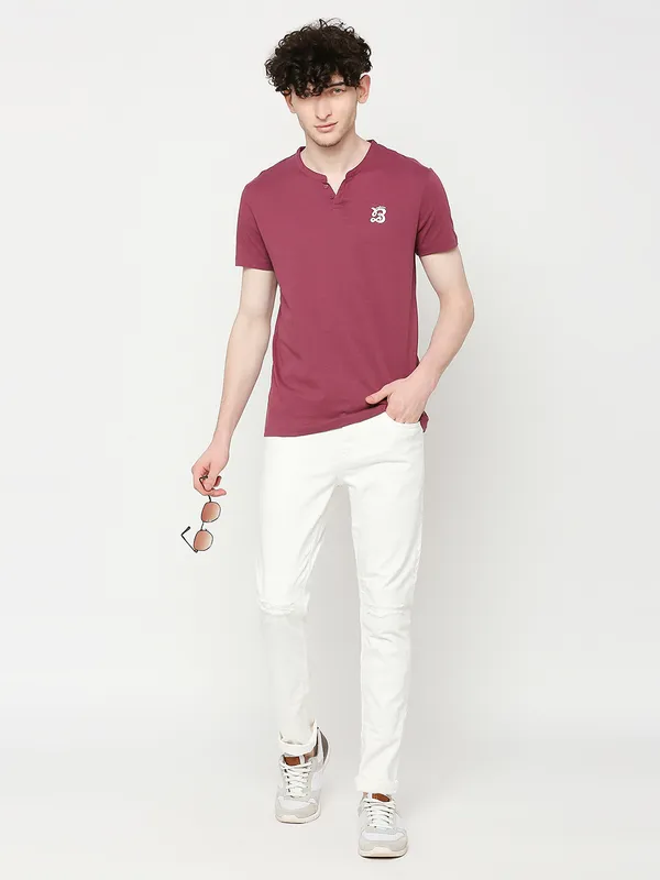 Being Human Clothing Men Skinny Fit Denim-White Tone