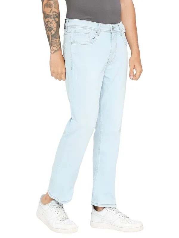 Being Human Clothing Men Boot Cut Fit Denim-Light Tone