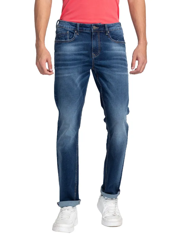 Being Human Clothing Men Slim Straight Fit Denim-Mid Tone