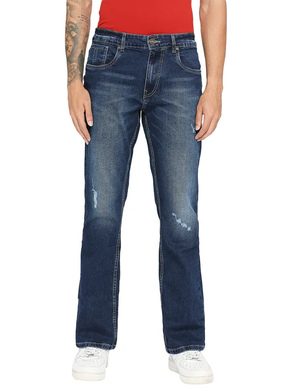 Being Human Men Boot Cut Fit Denim-Dark Tone