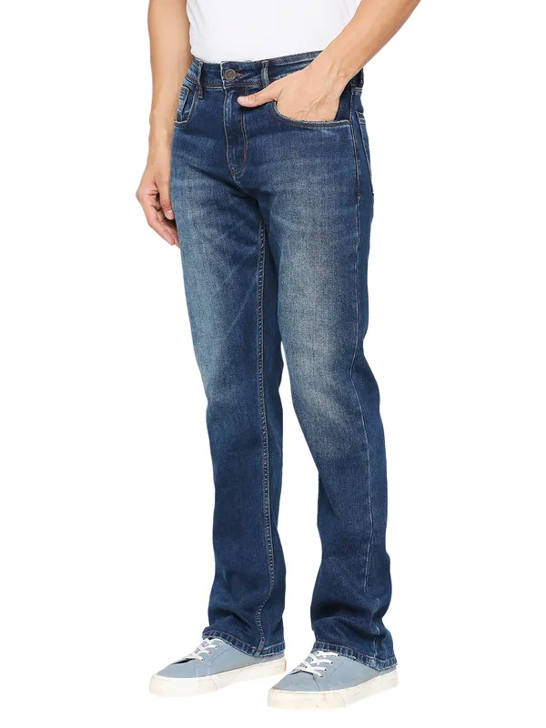 Being Human Men Boot Cut Fit Denim-Mid Tone
