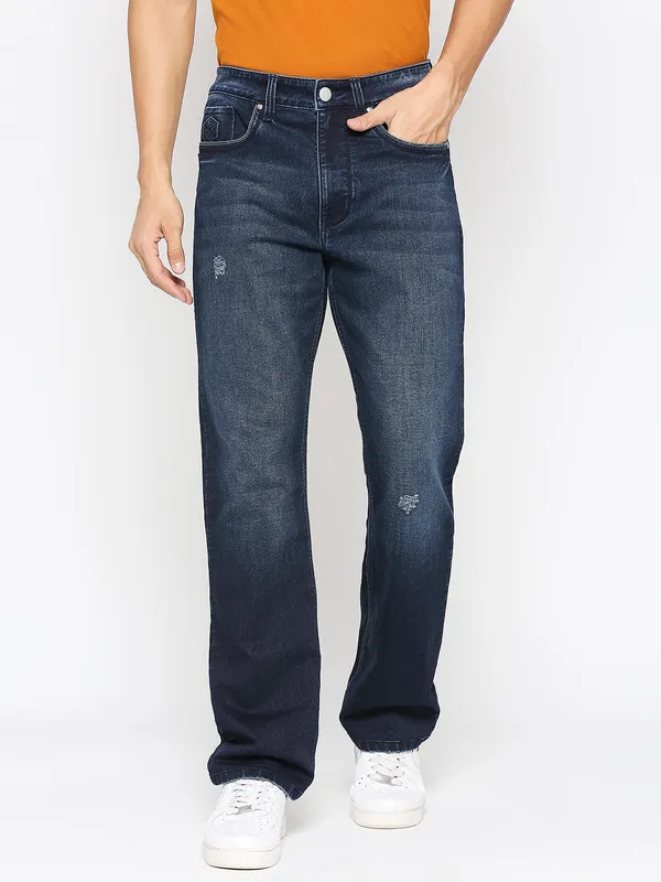 Being Human Clothing Men Boot Cut Fit Denim-Dark Tone