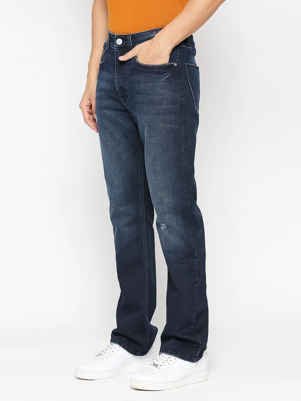 Being Human Clothing Men Boot Cut Fit Denim-Dark Tone