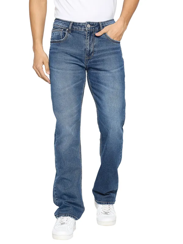 Being Human Clothing Men Boot Cut Fit Denim-Mid Tone