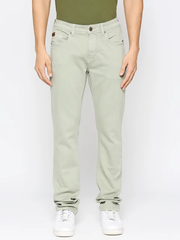 Being Human Men Slim Fit Denim-Light Olive
