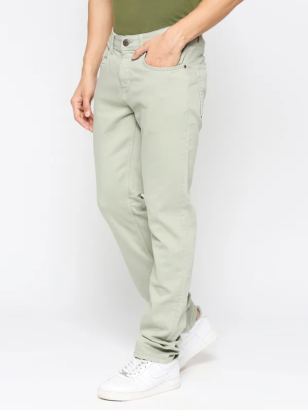 Being Human Men Slim Fit Denim-Light Olive